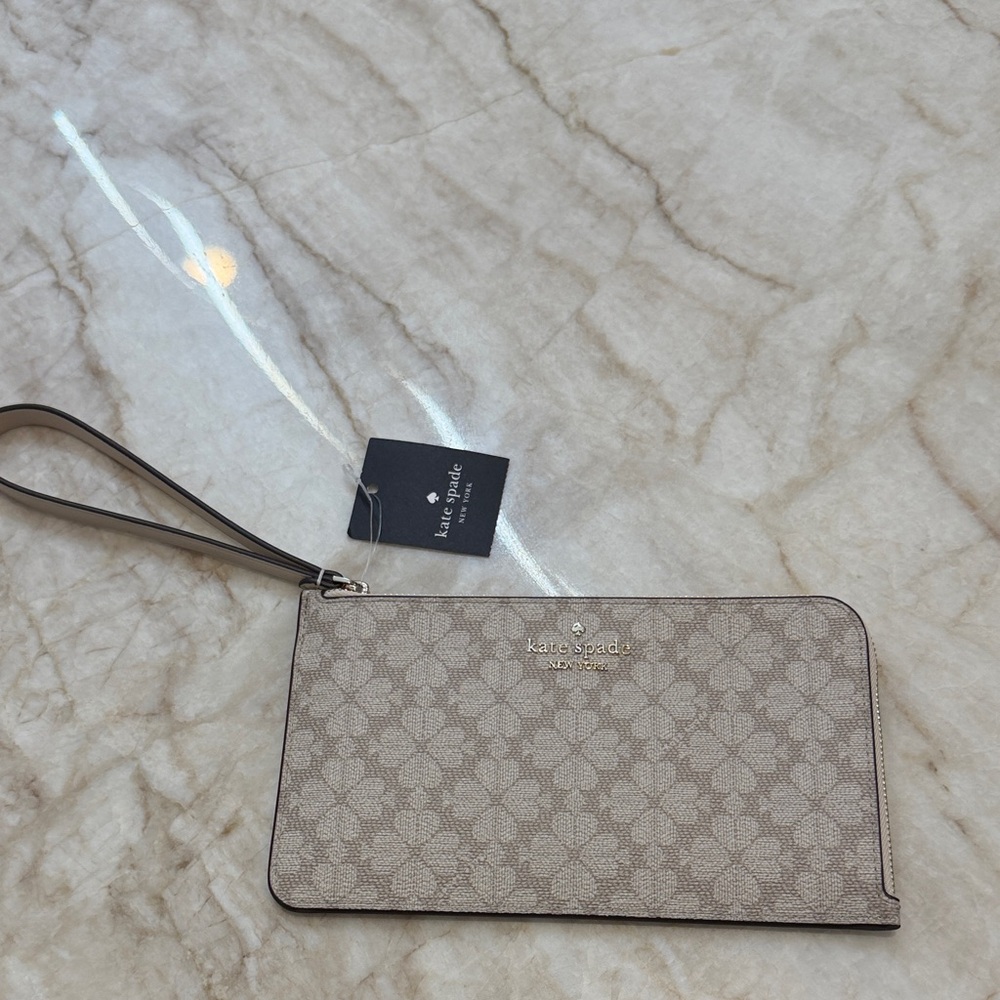 Kate Spade Taupe Patterned Wristlet